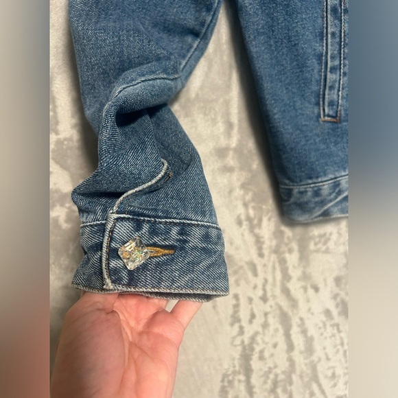 Lee Denim Trucker Jacket Women’s Large Blue Buttons Rhinestones Bedazzled - Picture 5 of 11